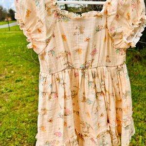 Bonnie Baby Smocked Bunny Ruffled Floral Dress 24 M Muslin-Like Fabric Easter